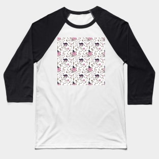 Peony flowers and cats Baseball T-Shirt